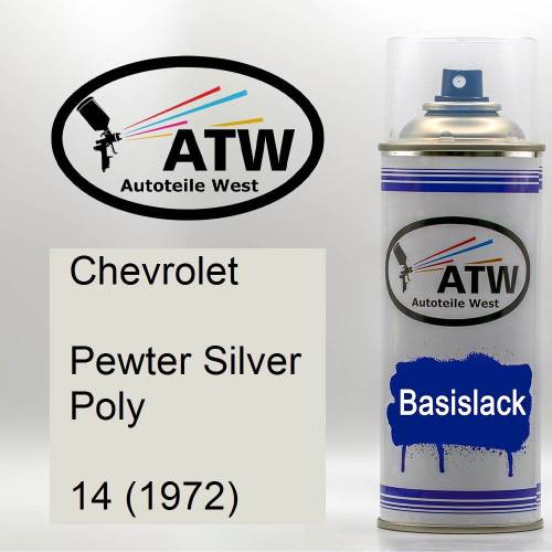 Chevrolet, Pewter Silver Poly, 14 (1972): 400ml Sprühdose, von ATW Autoteile West.